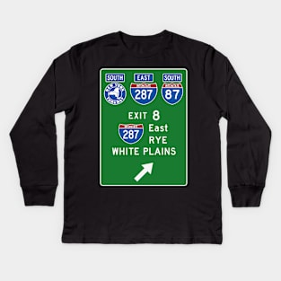 New York Thruway Southbound Exit 8: I-287 East to Rye White Plains Kids Long Sleeve T-Shirt